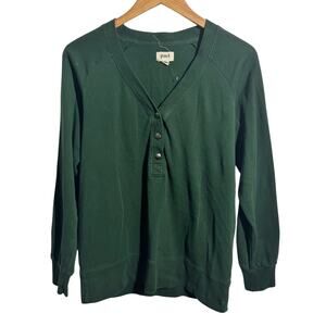 Pact long-sleeve Henley shirt Women XS Hunter Green Organic Cotton Minimal